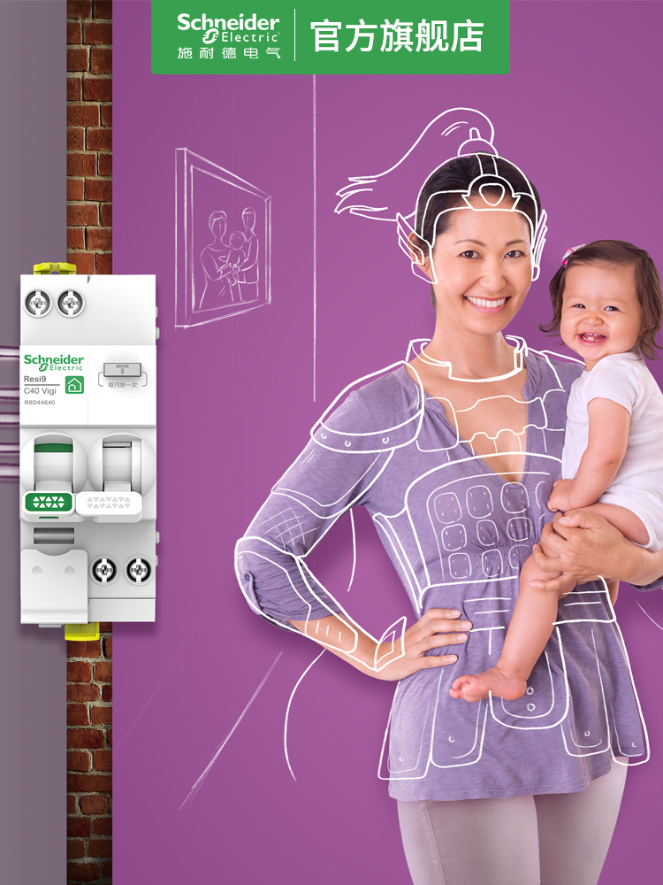 Schneider air switch with leakage protection2PHousehold switch circuit breaker63Acircuit breaker