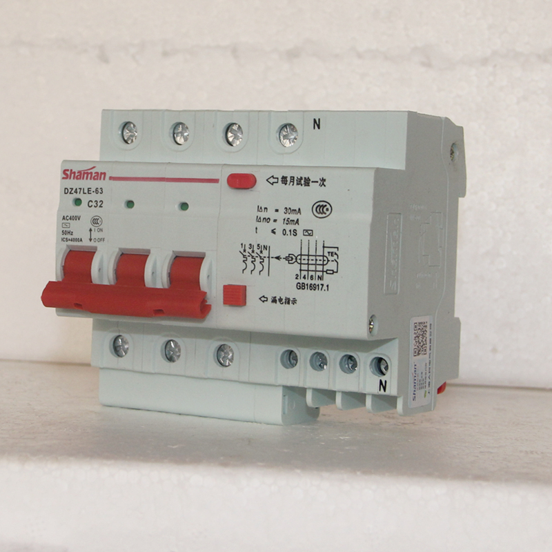 人民电气漏电断路器 DZ47LE-63A 3P+N C40A D32A三相四线保护