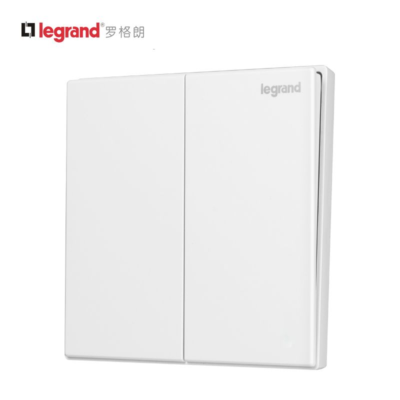 tcl罗格朗开关插座K8仕典逸景玉兰全白二位单联开关面板二开单控