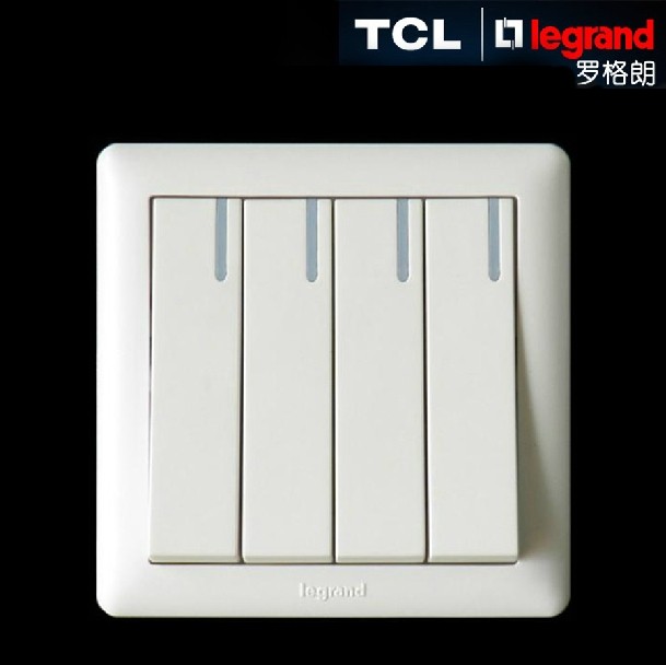 TCL罗格朗开关插座美点系列四开单控开关单联单控销售