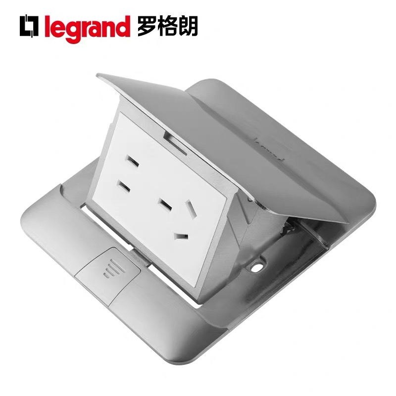 TCL罗格朗地插86型液压缓冲式不锈钢复合五孔防水地脚插地板插座