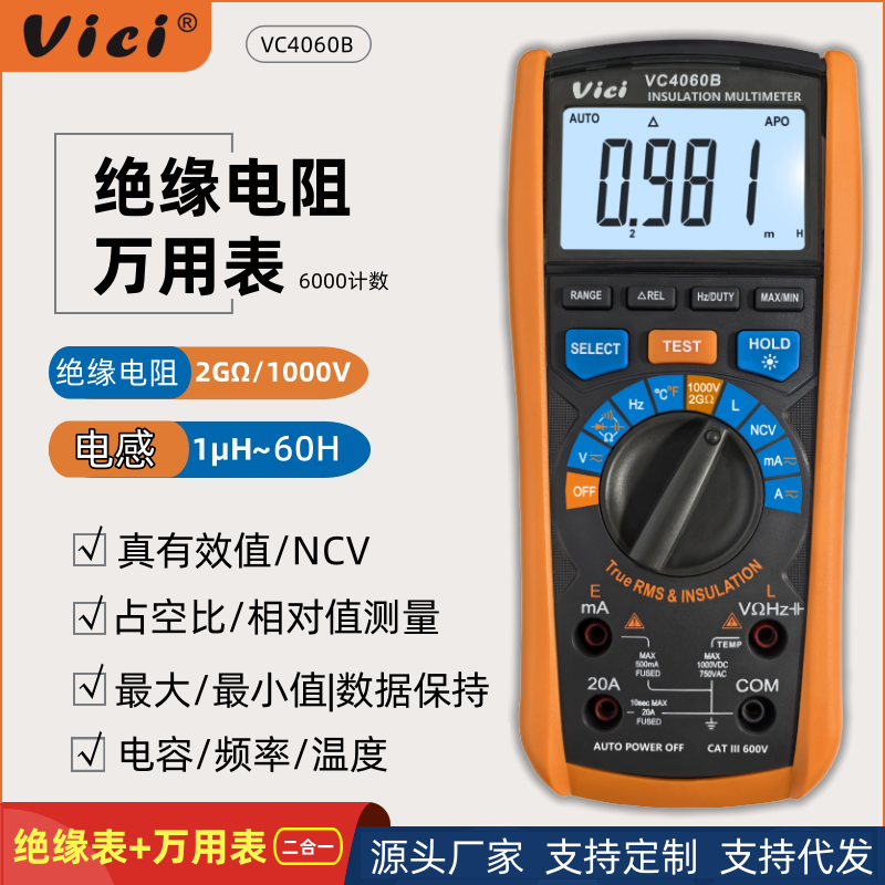 VichyViciMegohmmeter 2-in-1 multimeter1000VInsulation new energy vehicle resistance test shaker