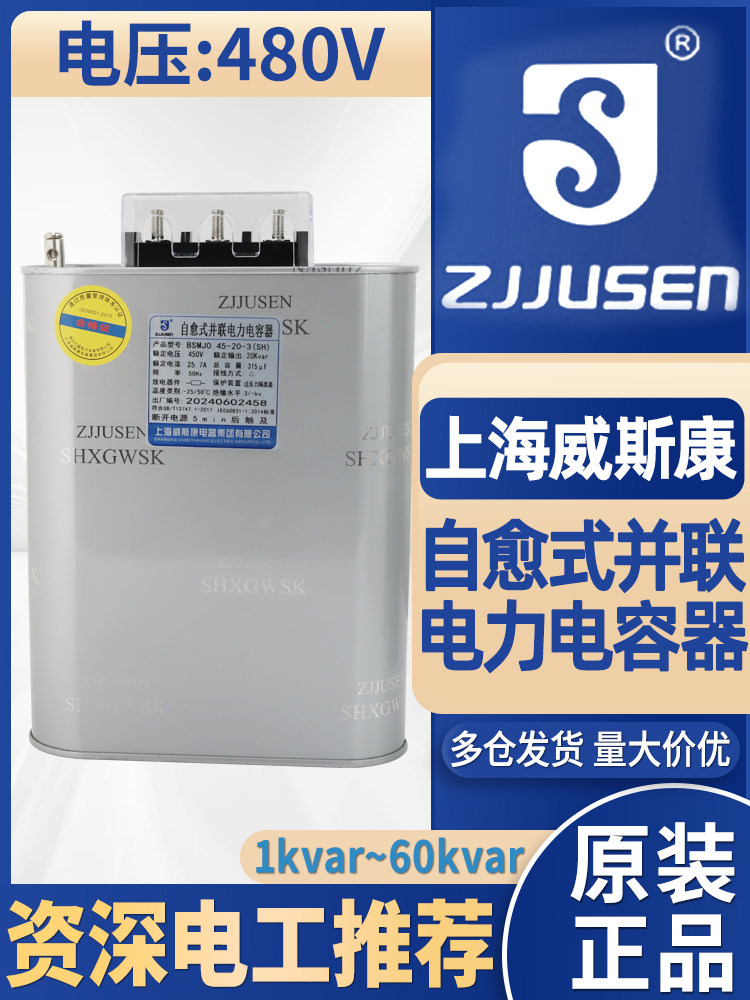 上海威斯康耐压480V无功补偿自愈式低压并联电力电容器BSMJS0.48