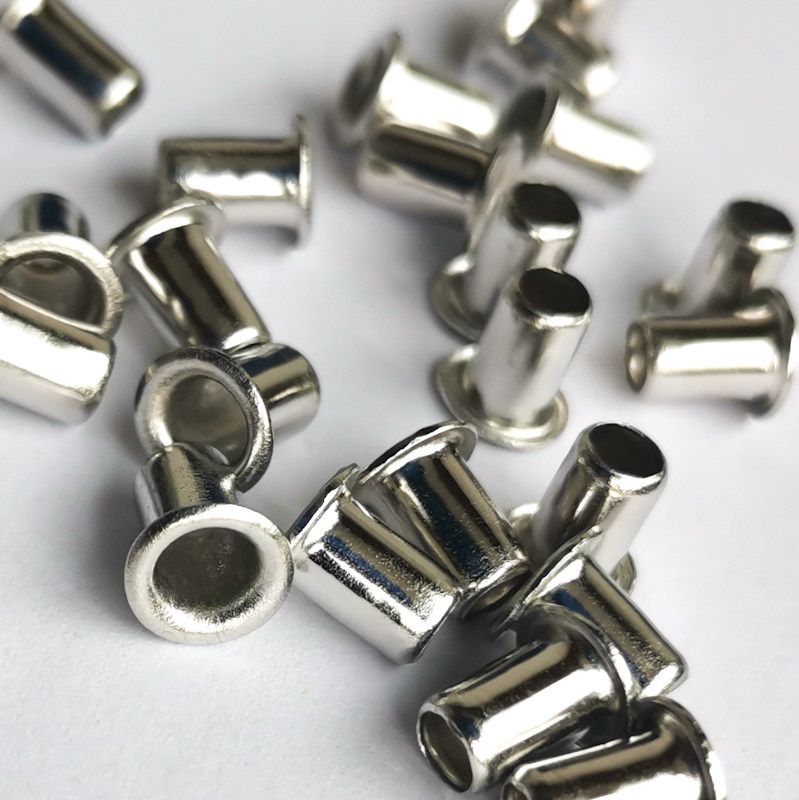 空心铆钉GB876黄铜镀锡2.3*4.5铜鸡眼pcb过孔铆钉银色3*6电镀镍