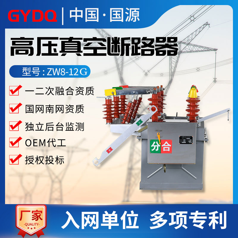 GuoyuanZW8High voltage vacuum circuit breakerZW8-12G/630Aoutdoor10KVManual switch with isolation column
